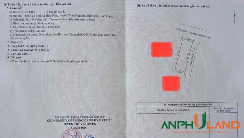 Bán đất trục đường nhựa phường Thuỷ Nguyên (Hoa Động), TP Hải Phòng