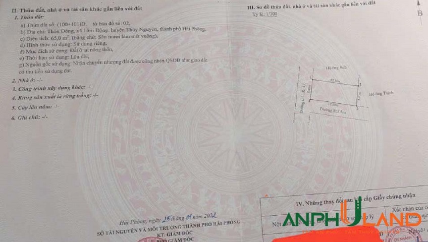 Siêu phẩm lô góc 2 mặt tiền 65m² tại phường Thiên Hương (Lâm Động), TP Hải Phòng