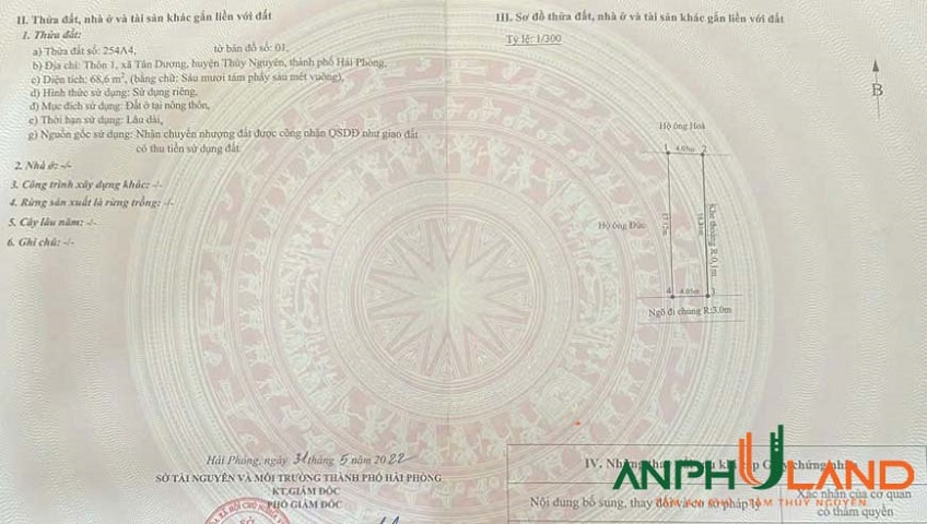 Duy nhất lô đất siêu đẹp tại phường Thuỷ Nguyên (Tân Dương), TP Hải Phòng