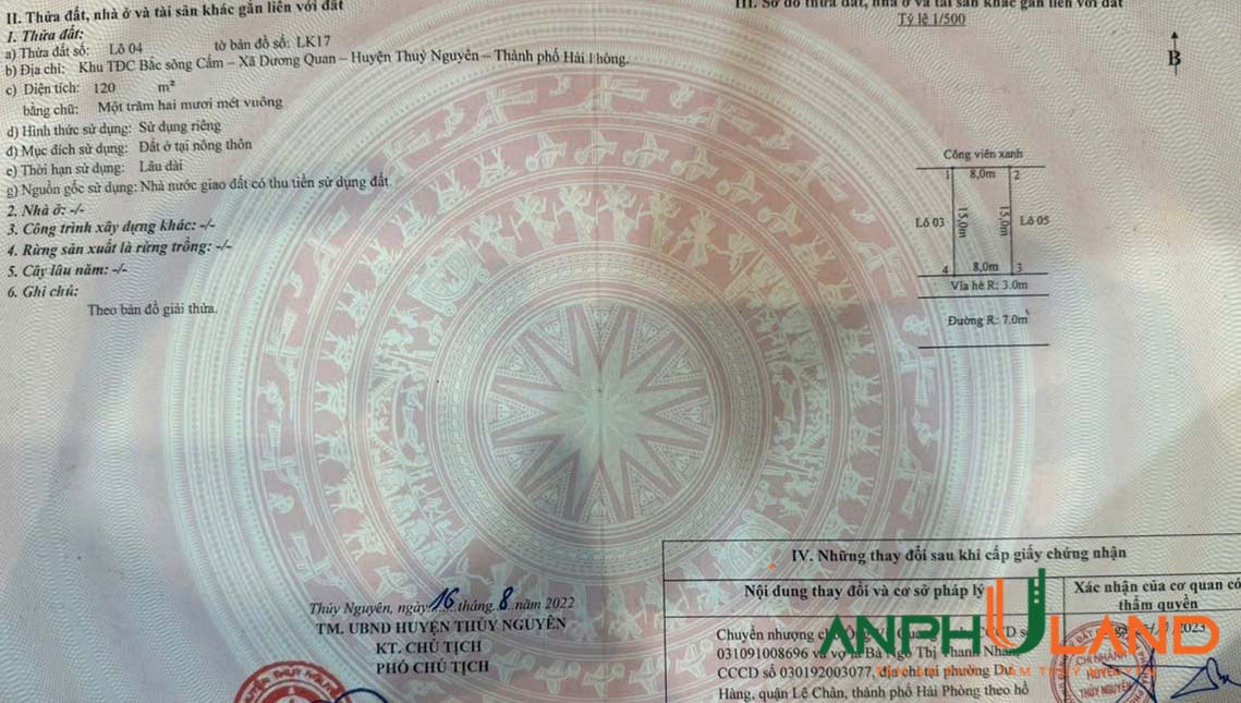 Chào bán lô 28LK03 và 4LK17 tại khu TĐC Áp Tràn, phường Thuỷ Nguyên, TP Hải Phòng