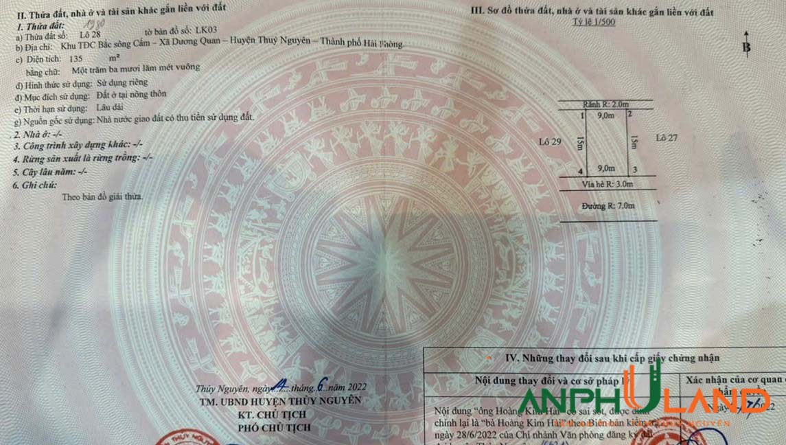 Chào bán lô 28LK03 và 4LK17 tại khu TĐC Áp Tràn, phường Thuỷ Nguyên, TP Hải Phòng