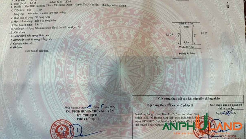 Cần bán lô 28 LK 03 và 4 LK 17 tại TĐC Áp Tràn, Phường Thủy Nguyên, TP Hải Phòng