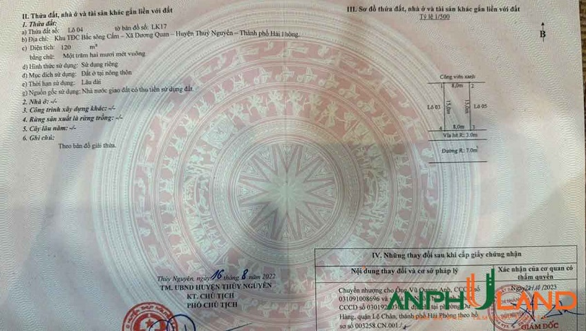 Cần bán lô 28 LK 03 và 4 LK 17 tại TĐC Áp Tràn, Phường Thủy Nguyên, TP Hải Phòng