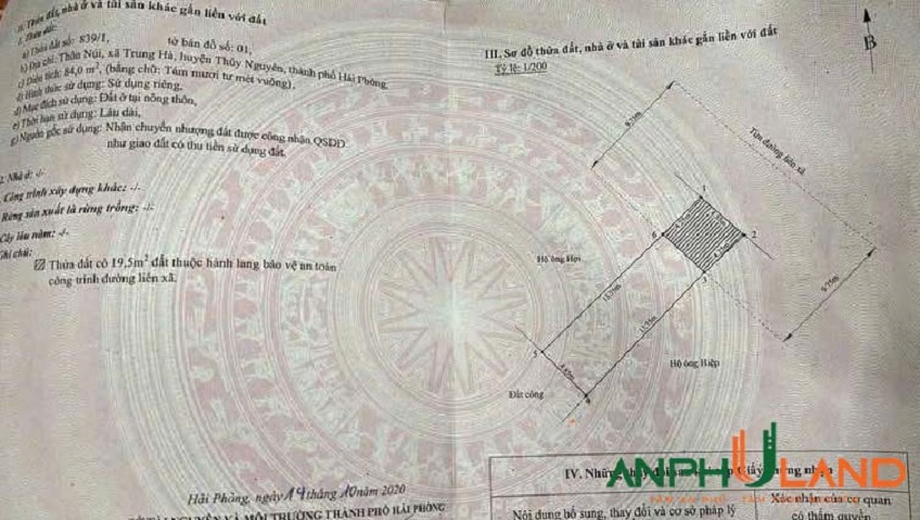 Chào bán lô 84m² lưu không tại phường Hoà Bình (Trung Hà), TP Hải Phòng