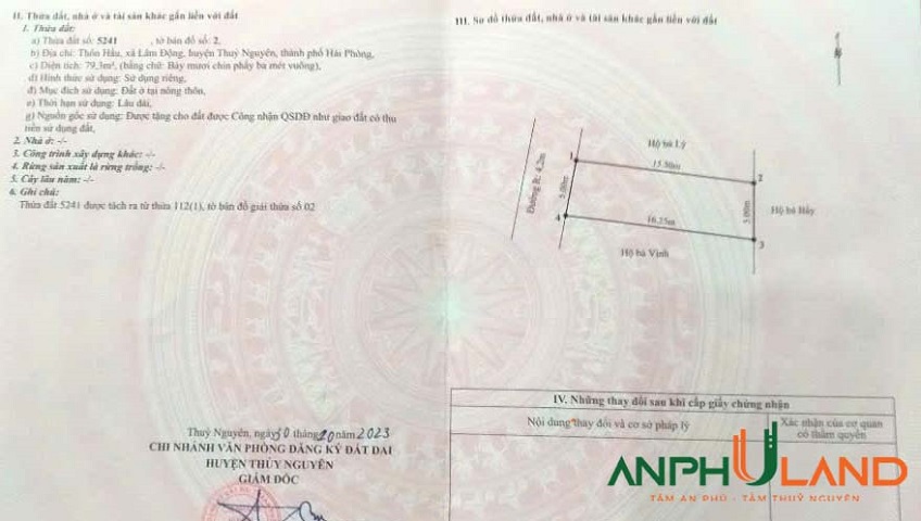 Chào bán lô đất mặt đường nhựa phường Thiên Hương (Lâm Động), TP Hải Phòng