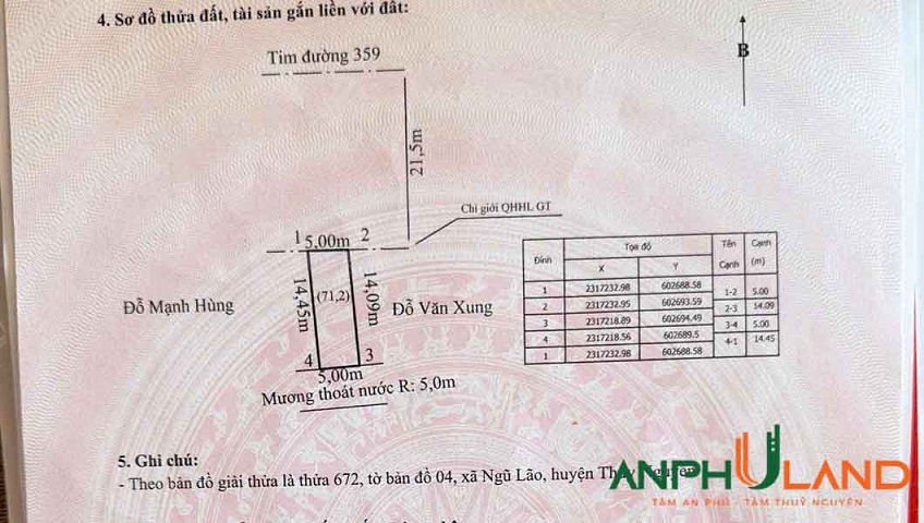 Cần bán lô đất mặt đường tỉnh lộ 359, Phường Nam Triệu ( xã Ngũ Lão), TP Hải Phòng