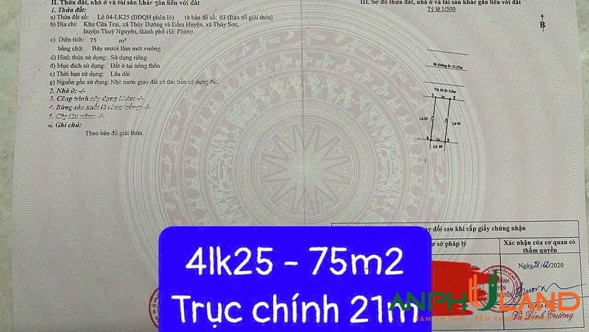 Cần bán đấu giá Khu Cửa Trại, Phường Thủy Nguyên ( xã Thủy Đường), TP Hải Phòng
