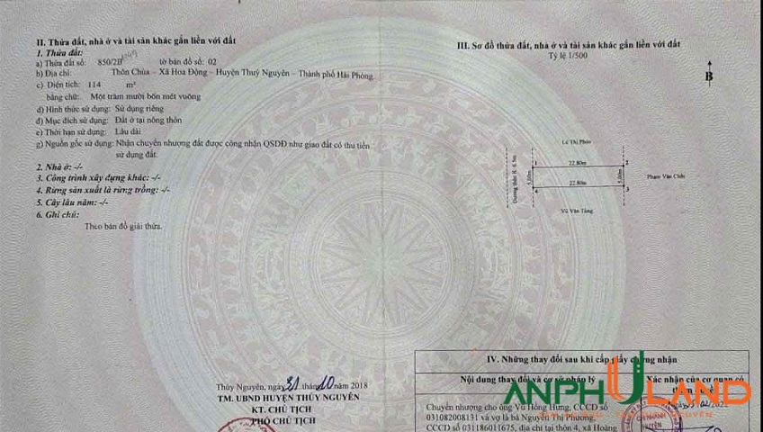 Cần bán lô đất mặt đường nhựa 7m tại Phường Thủy Nguyên (xã Hoa Động), TP Hải Phòng