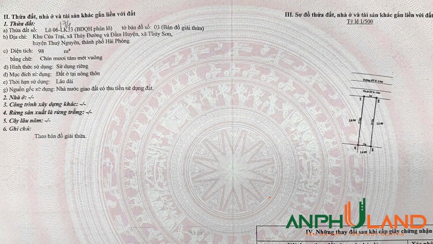 Chuyển nhượng lô 06-LK33 khu Cửa Trại, phường Thuỷ Nguyên, TP Hải Phòng