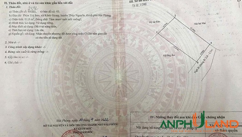 Bán lô đất cực kỳ tâm huyết tại TDP Trà Sơn, phường Lưu Kiếm (Kênh Giang), TP Hải Phòng