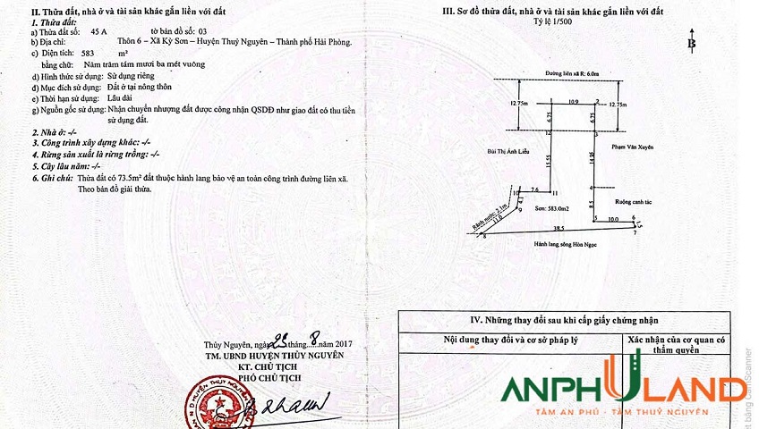 Chuyển nhượng lô đất tại xã Việt Khê (Kỳ Sơn), TP Hải Phòng
