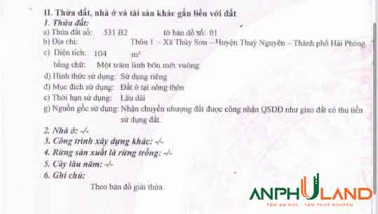 Cần bán lô đất mặt đường Máng Nước, TDP 1 Phường Thủy Nguyên, TP Hải Phòng  