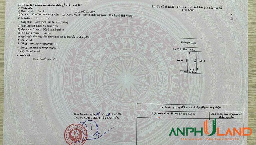 Cần bán vài lô đất khu A TĐC Bắc Sông Cấm, Phường Thủy Nguyên, TP Hải Phòng