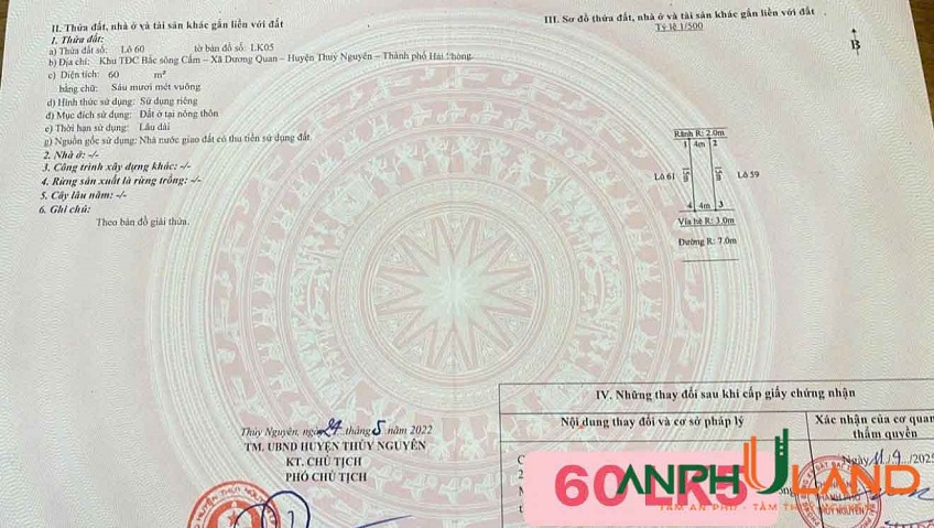 Cần bán duy nhất một lô TĐC Áp Tràn, Phường Thủy Nguyên, TP Hải Phòng