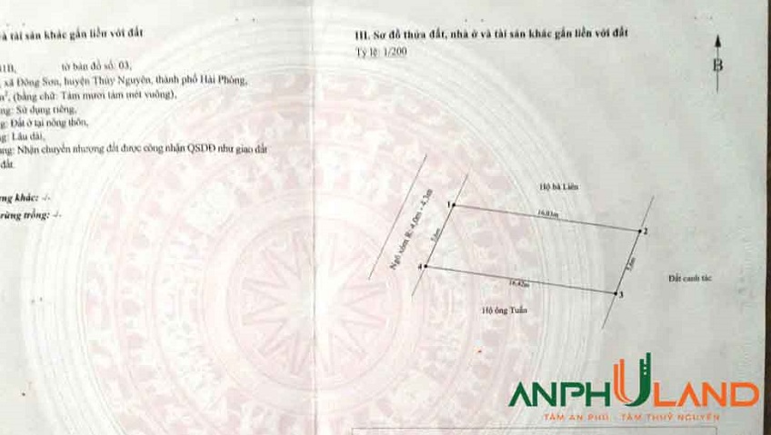 Chính chủ cần tiền bán đất tại Phường Lưu Kiếm ( xã Động Sơn), TP Hải Phòng