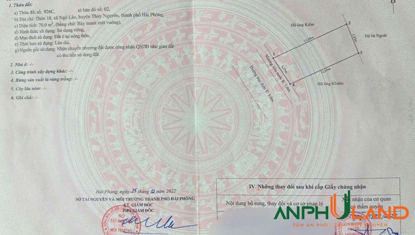 Bán lô đất giá rẻ tại phường Bạch Đằng (Ngũ Lão), TP Hải Phòng 