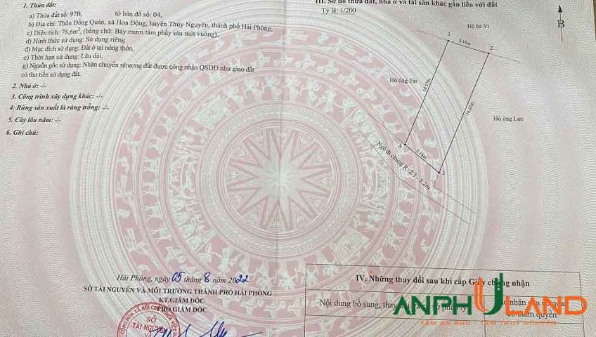 Cần bán lô đất hàng hiếm TDP Đồng Quán, Phường Thủy Nguyên ( xã Hoa Động), TP Hải Phòng