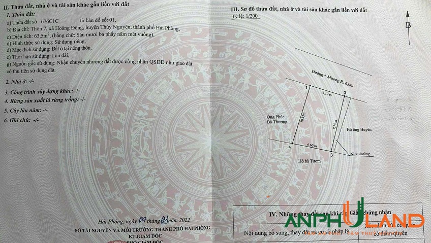 Chính chủ bán lô đất 63,5m² tại phường Thiên Hương (Hoàng Động), TP Hải Phòng