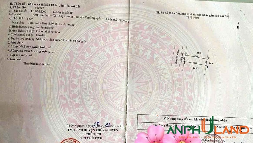 Chuyển nhượng lô đất đấu giá Phường Thủy Nguyên (xã Thủy Đường), TP Hải Phòng