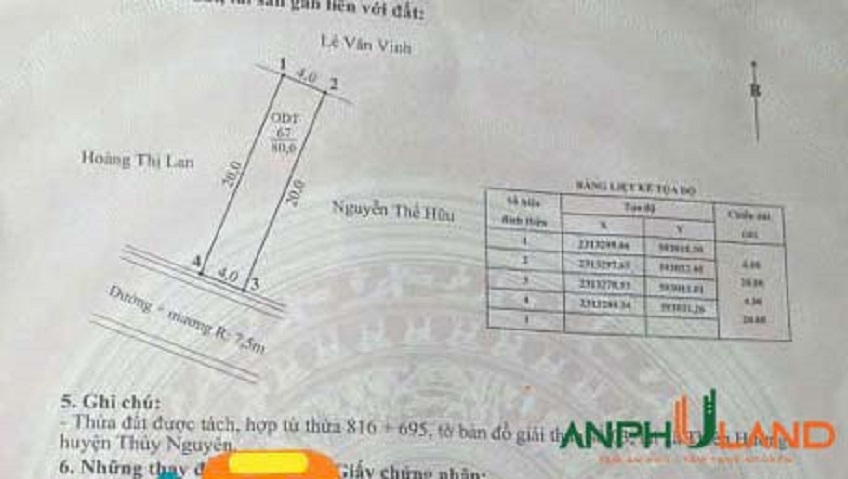 Chào bán lô đất mặt đường phường Thiên Hương, TP Hải Phòng