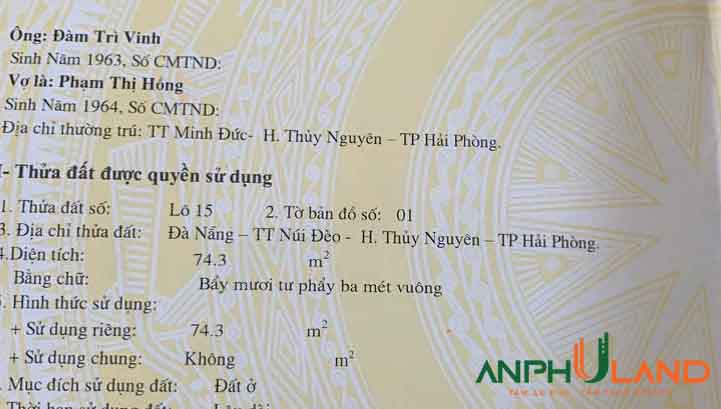 Cần bán lô đất siêu hiếm tại khu đô thị Gò Gai, Phường Thủy Nguyên ( Núi Đèo), TP Hải Phòng