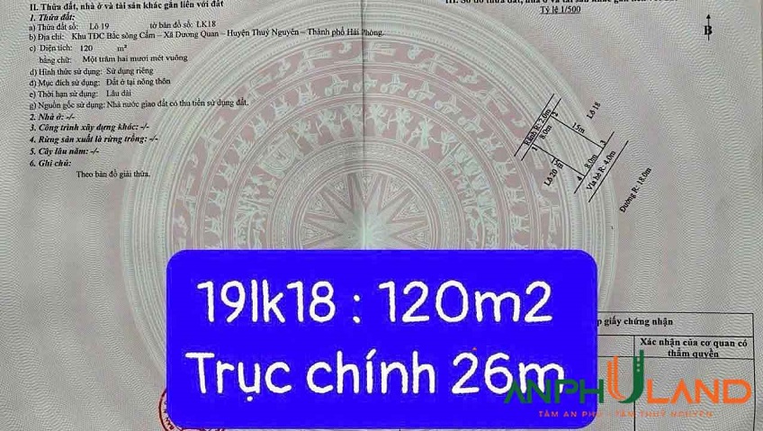 Cần bán lô đất TĐC Áp Tràn, Phường Thủy Nguyên, TP Hải Phòng