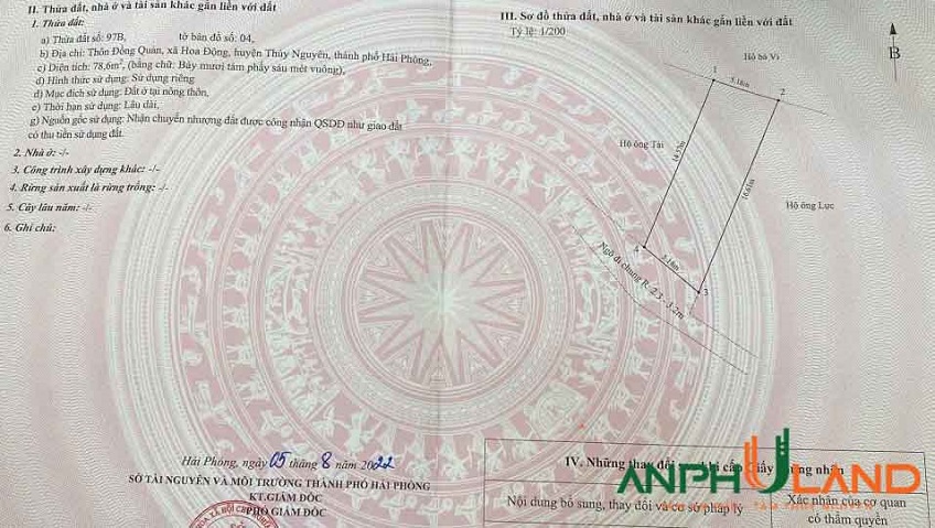 Cần bán lô đất hàng hiếm tại TDP Đồng Quán, Phường Thủy Nguyên, TP Hải Phòng