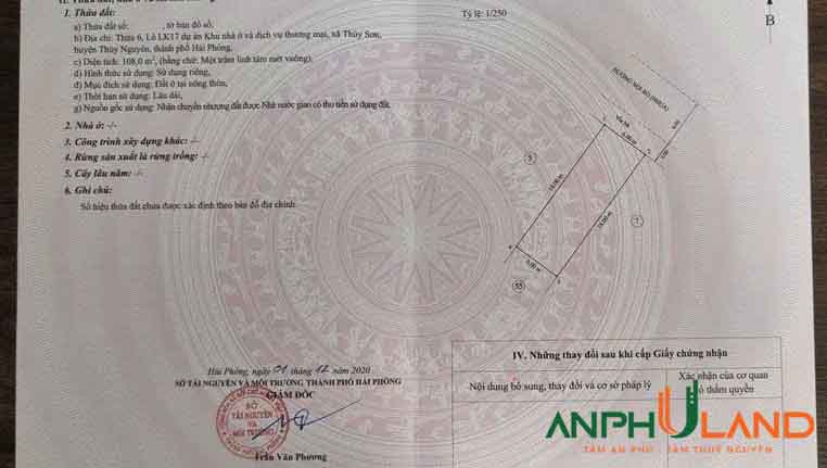 Cần bán lô đất tại KĐT xanh Tân Quang Minh, Phường Thủy Nguyên, TP Hải Phòng