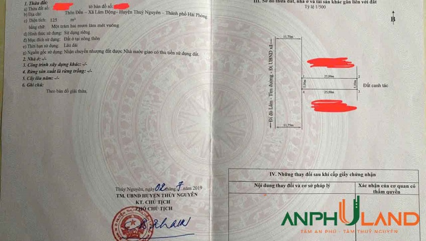 Cần bán 125m² đất tại Phường Thiên Hương (xã Lâm Động), TP Hải Phòng
