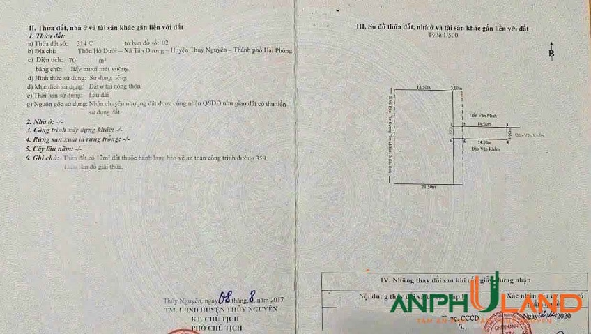 Chào bán căn nhà 2 tầng mặt đường 359 tại Phường Thủy Nguyên (xã Tân Dương), TP Hải Phòng