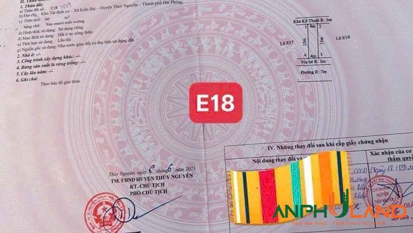 Cần bán lô 60m² TĐC Phường Thiên Hương (xã Kiền Bái), TP Hải Phòng