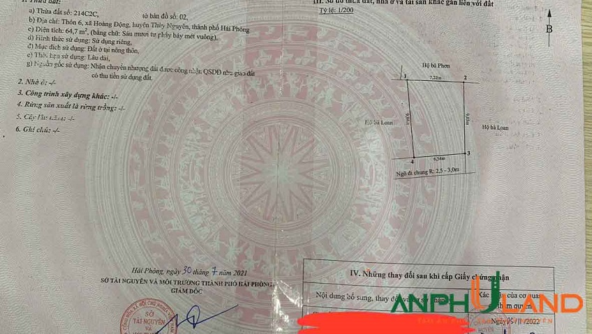 Cần bán lô đất TDP 6, Phường Thiên Hương (xã Hoàng Động), TP Hải Phòng