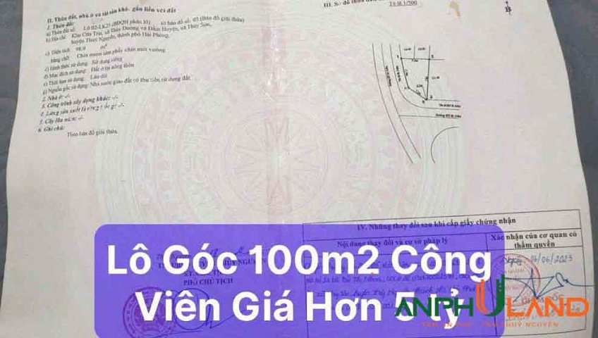 Cần bán lô đất đấu giá khu Cửa Trại, Phường Thủy Nguyên, TP Hải Phòng