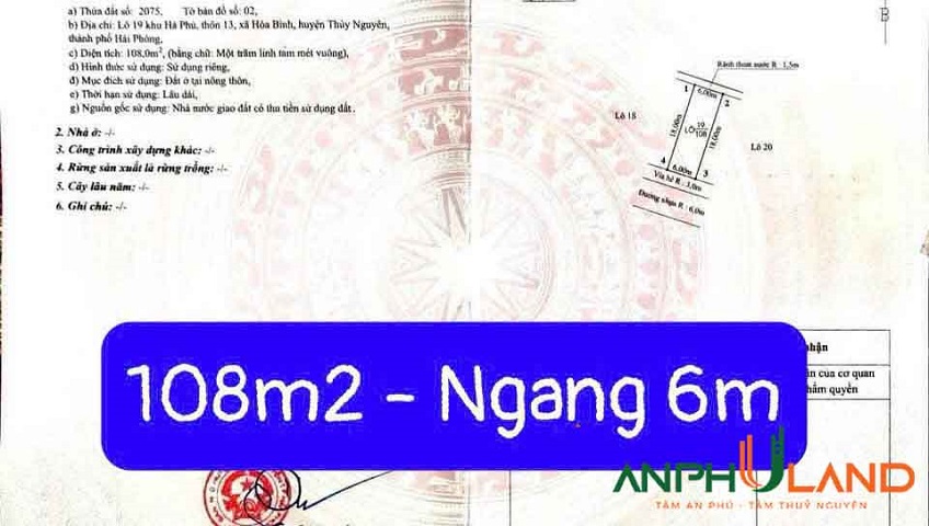 Cần bán lô đất đấu giá cực hiếm tại TDP Hà Phú, Phường Hòa Bình, TP Hải Phòng