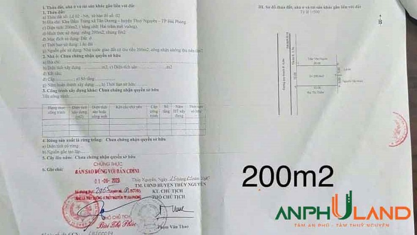 Bán biệt thự 200m2 khu phân lô Đầm Tràng, Phường Thủy Nguyên (xã Tân Dương), TP Hải Phòng