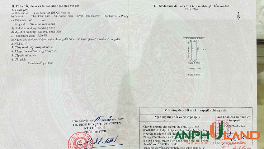  Bán lô đất hướng Nam 60m2 tại Khu A Bắc Sông Cấm Phường Thủy Nguyên, TP Hải Phòng