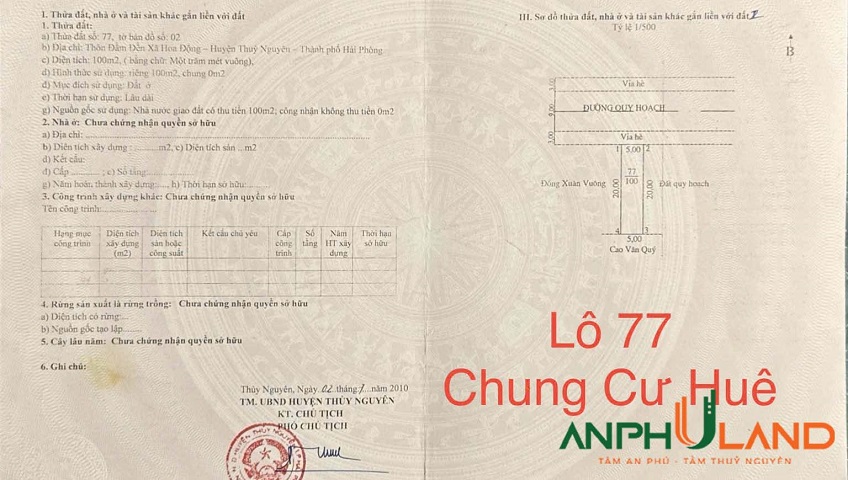 Lô đất hiếm còn sót lại tại chung cư Huê, phường Thuỷ Nguyên, TP Hải Phòng