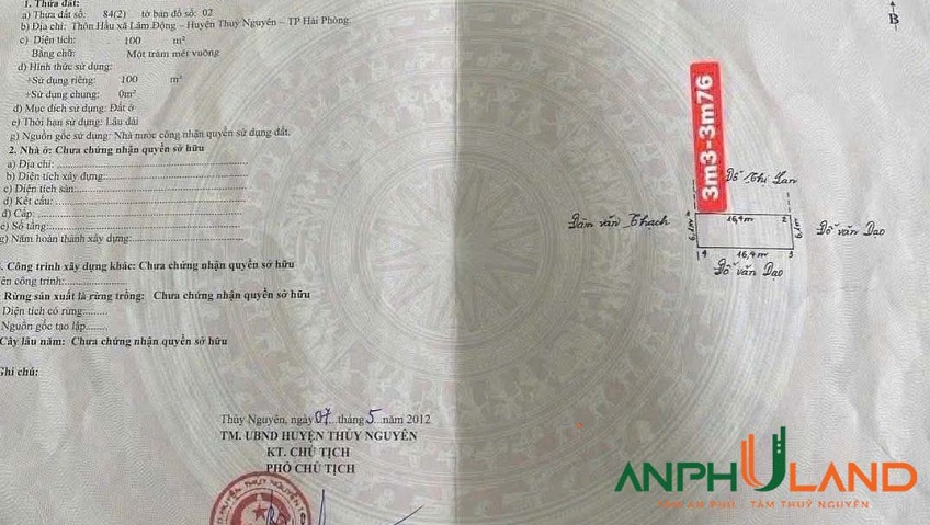 Bán lô đất 100m² - Ngay dự án ĐH Hàng Hải 2, phường Thiên Hương (Lâm Động), TP Hải Phòng