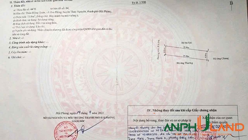 Bán lô đất mặt đường liên thôn trải nhựa TDP Đồng Quán, Phường Thủy Nguyên (xã Hoa Động)