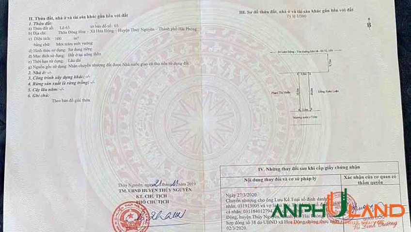 Cần bán đất mặt đường 203 Phường Thủy Nguyên (xã Hoa Động), TP Hải Phòng