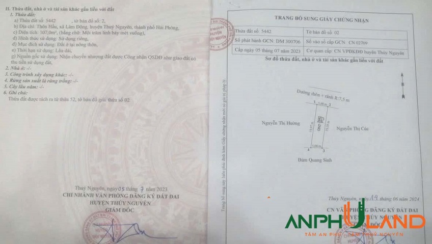 Chào bán lô đất đẹp tại TDP Hầu, phường Thiên Hương (Lâm Động), TP Hải Phòng