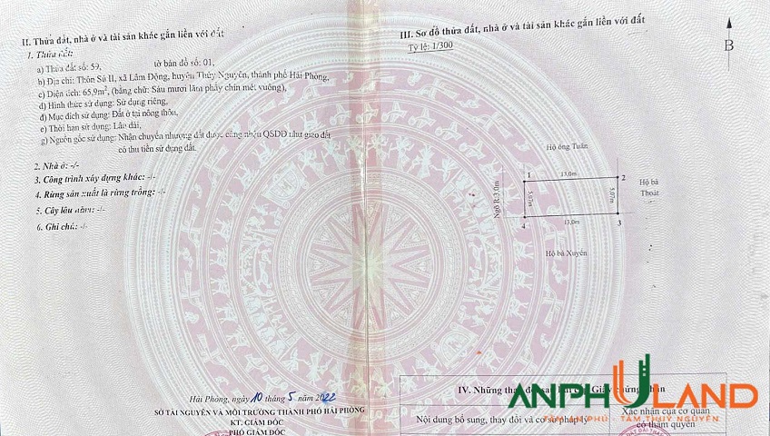 Chỉ 1 tỷ 3xx sở hữu ngay lô đất đẹp tại phường Thiên Hương (Lâm Động), TP Hải Phòng