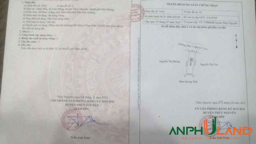 Chính chủ gửi bán lô đất đẹp tại Phường Thiên Hương (xã Lâm Động), TP Hải Phòng