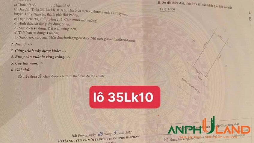 Chính chủ gửi bán lô 35LK10 KĐT Quang Minh, phường Thuỷ Nguyên, TP Hải Phòng