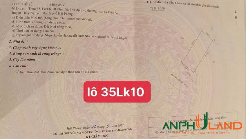 Duy nhất 1 lô giá tốt tại KĐT Quang Minh, phường Thuỷ Nguyên, TP Hải Phòng