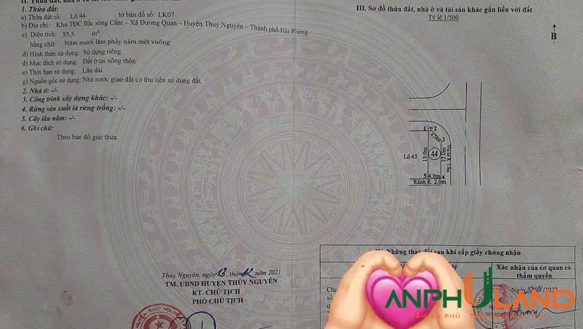 Chính chủ gửi bán lô góc 44lk7 TĐC Áp Tràn, Phường Thủy Nguyên, TP Hải Phòng