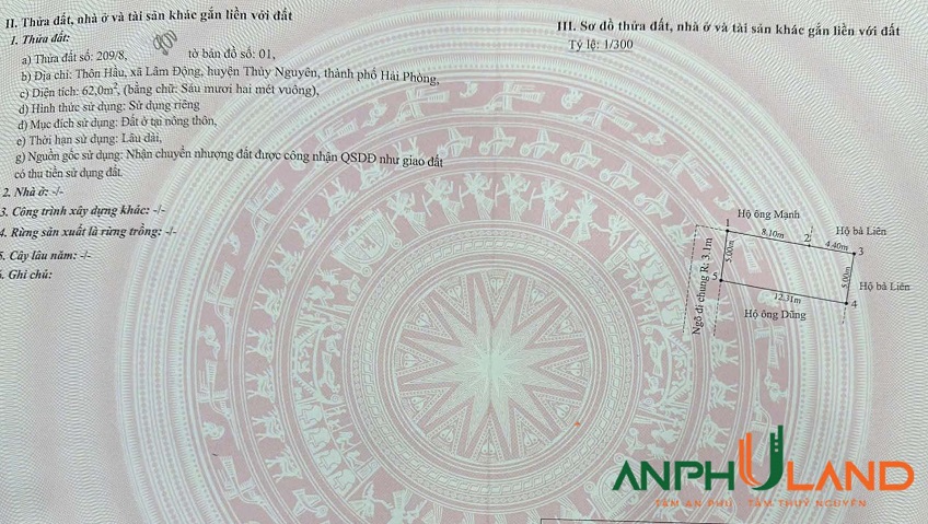 Cần tiền cắt lỗ 200 triệu lô đất trung tâm phường Thiên Hương (Lâm Động), TP Hải Phòng
