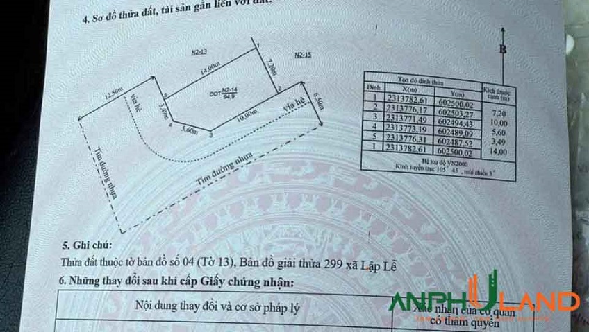 Cần bán siêu phẩm lô góc 94.9 m2 tại Phường Nam Triệu (xã Lập Lễ), TP Hải Phòng