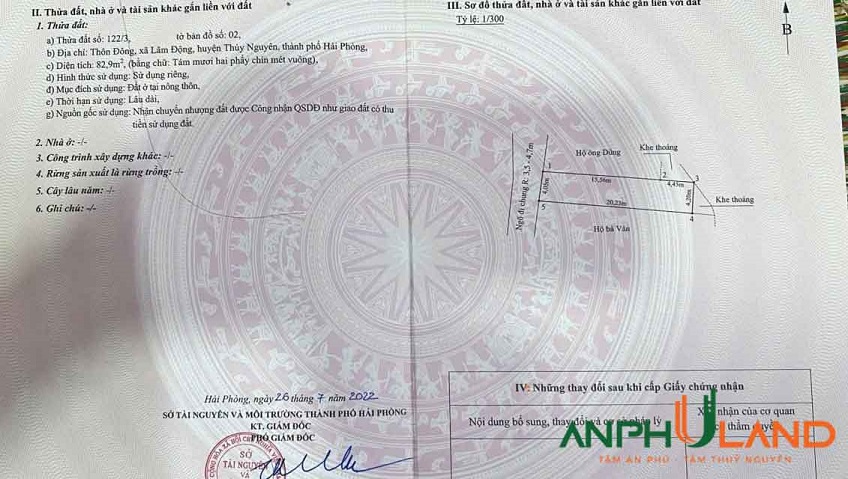 Chủ gửi bán lô đất đẹp tại Phường Thiên Hương (xã Lâm Động), TP Hải Phòng