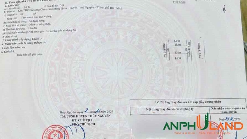 Bán đất TĐC Bắc Sông Cấm tại Phường Thủy Nguyên (xã Dương Quan), TP Hải Phòng